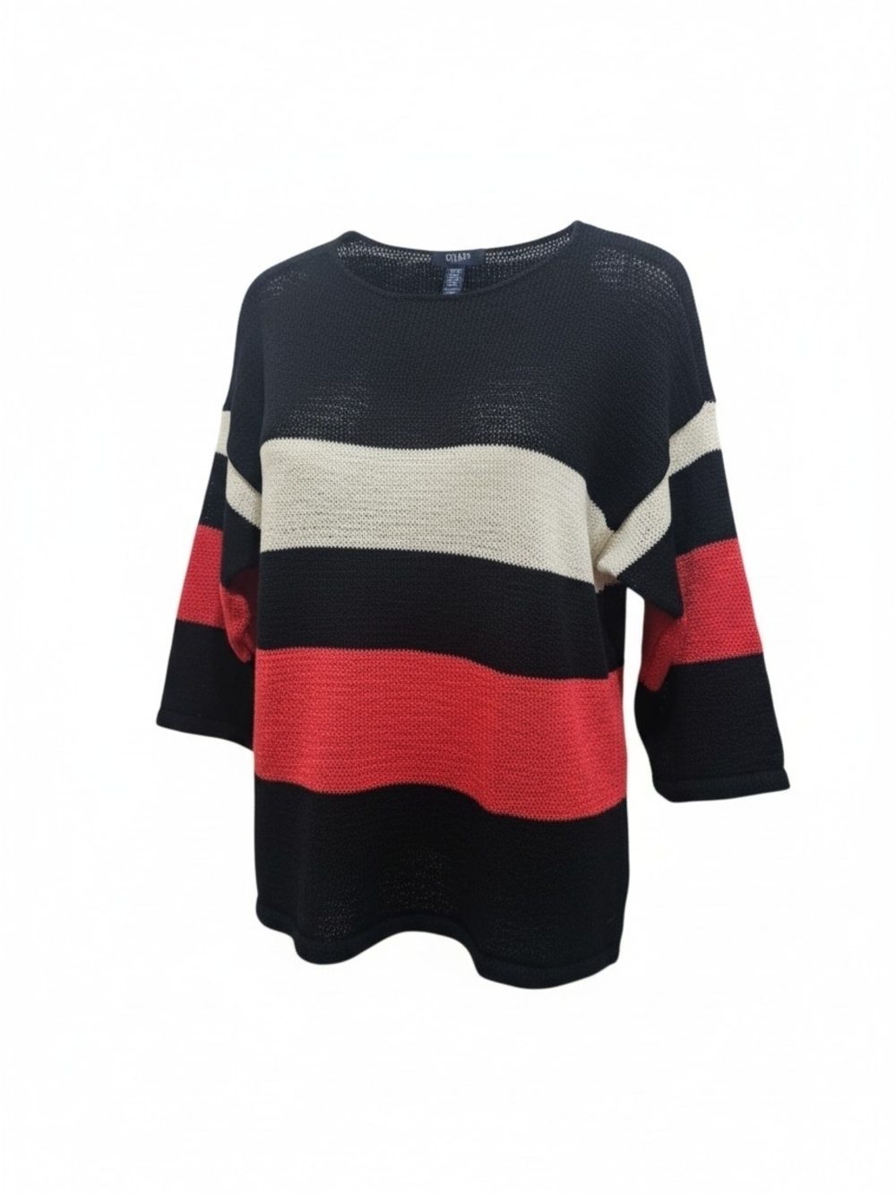 Chaps Navy, Red & White Striped Crew Sweater